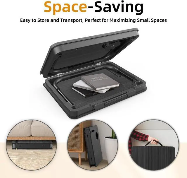 Alt view image 6 of 6 - 23.4" Foldable Lap Desk Bed Table with Cup Holder Tray Charcoal Portable Folds Flat for Easy Storage, No Assembly Laptop Bed Desk, Sturdy and Lightweight, Patent Design