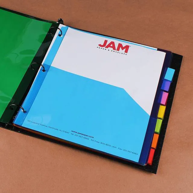 Alt view image 4 of 7 - Plastic Index 8-Tab Dividers w/Double Pockets - 9 3/4 x 11 1/2 - Assorted Multi-Color - 8 Tabbed Dividers/Pack