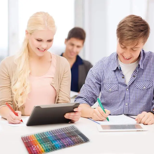 Alt view image 6 of 7 - 26 Colors Erasable Gel Pens, Retractable Erasable Pens Clicker, Fine Point(0.7), Make Mistakes Disappear, Premium Comfort Grip for Drawing Writing Planner and School Supplies