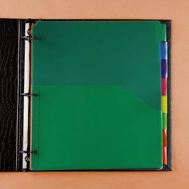 Alt view image 5 of 7 - Plastic Index 8-Tab Dividers w/Double Pockets - 9 3/4 x 11 1/2 - Assorted Multi-Color - 8 Tabbed Dividers/Pack