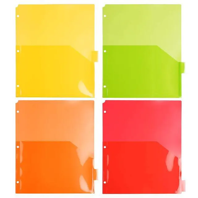 Alt view image 7 of 7 - Plastic Index 8-Tab Dividers w/Double Pockets - 9 3/4 x 11 1/2 - Assorted Multi-Color - 8 Tabbed Dividers/Pack