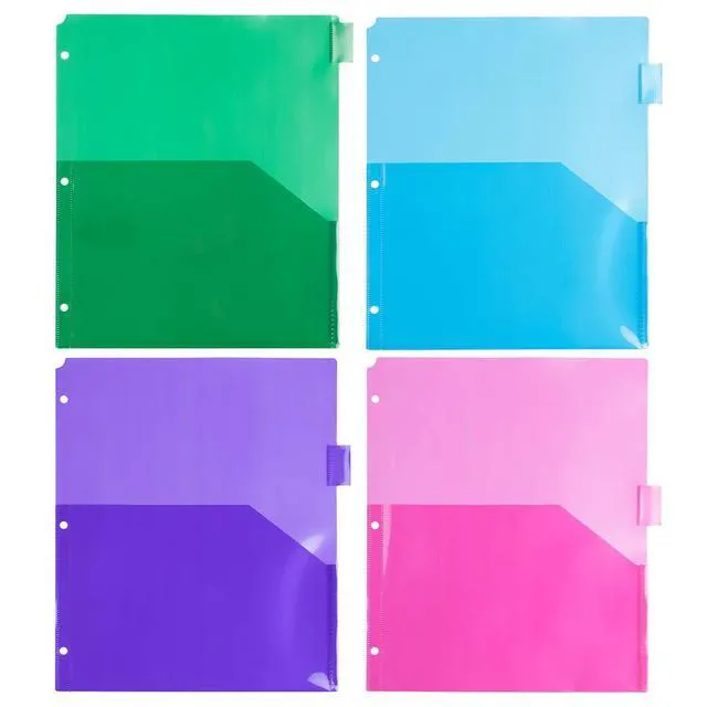 Alt view image 6 of 7 - Plastic Index 8-Tab Dividers w/Double Pockets - 9 3/4 x 11 1/2 - Assorted Multi-Color - 8 Tabbed Dividers/Pack