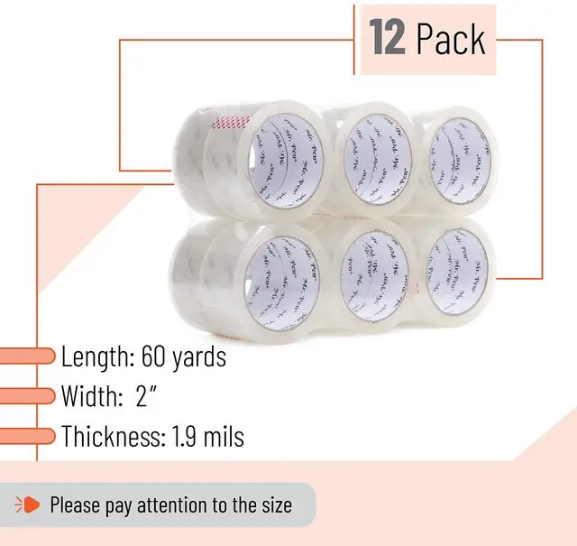 Alt view image 2 of 7 - Packing Tape, 12 Pack, 2 Inch Wide, 60 Yards, Clear Heavy Duty Packing Tape for Shipping, Packaging, Moving and Storage