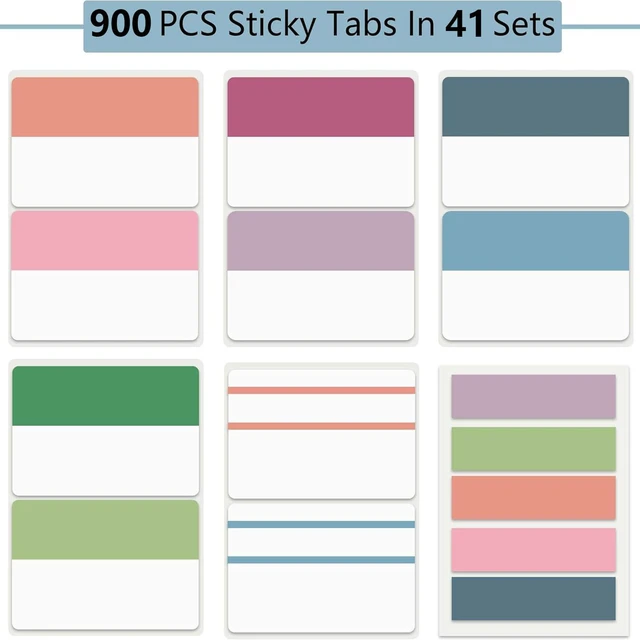 Alt view image 2 of 7 - 900 PCS Book Tabs 2 Inch Sticky Index Tabs, Colored Page Markers Repositionable Tags,Reading Tabs,Self Adhesive Tape Flags for Books, Binders, Notebook and File Folders,Smooth Writing