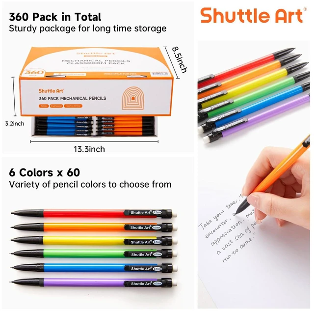 Alt view image 3 of 7 - Mechanical Pencils, 360 Pack Bulk Mechanical Pencils 0.7mm Medium Point, HB #2 Lead Pencils, Assorted Barrels, Office School Supplies