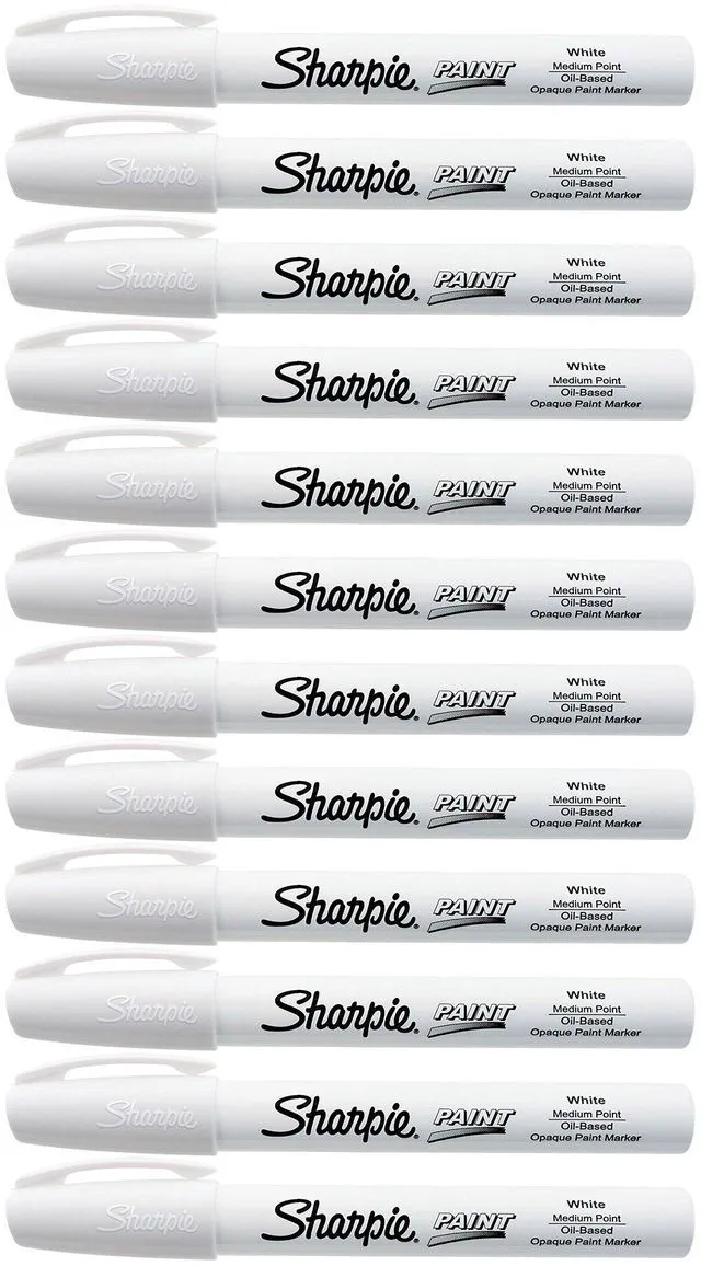 Main image of Oil-Based Paint Marker, Medium Point, White, 12 Count - Great for Rock Painting