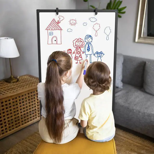 Alt view image 7 of 7 - Large Whiteboard Easel with Stand, 36" x 24" Portable Standing Magnetic Dry Erase White Board, 3' x 2' Tripod Height Adjustable Flip Chart Easel for Home Office Classroom School, Black