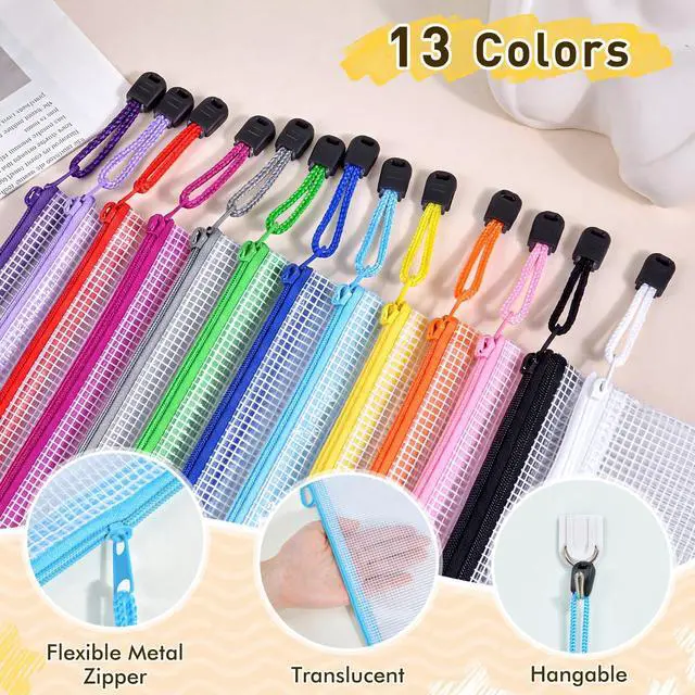 Alt view image 3 of 7 - 56pcs Mesh Zipper Pouch Bags, 8 Sizes Plastic Zippered Storage Bags for Organizing, Clear Pouches with Zipper, Waterproof Mesh Pouch for Office Supplies, Home Organize, Travel Storage