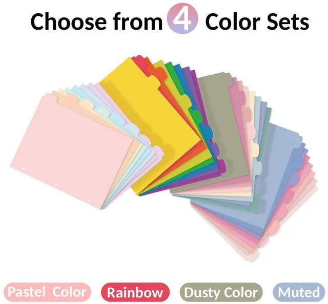 Alt view image 2 of 7 - 8 Tabs Plastic Write & Erase Binder Dividers with Tabs, 6 Sets Long-Lasting Dividers for 3 Ring Binder, Cute Pastels Binder Dividers Organizers for Student, Teacher, Office, Beige Color