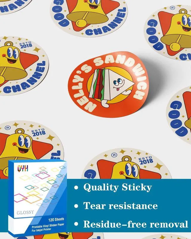 Alt view image 4 of 7 - Glossy Printable Vinyl Sticker Paper, 120 Sheets Waterproof White Bulk for Inkjet & Laser Printers, Compatible with Cricut, 8.5" x 11" Fast Dry Vivid Prints for Small Business