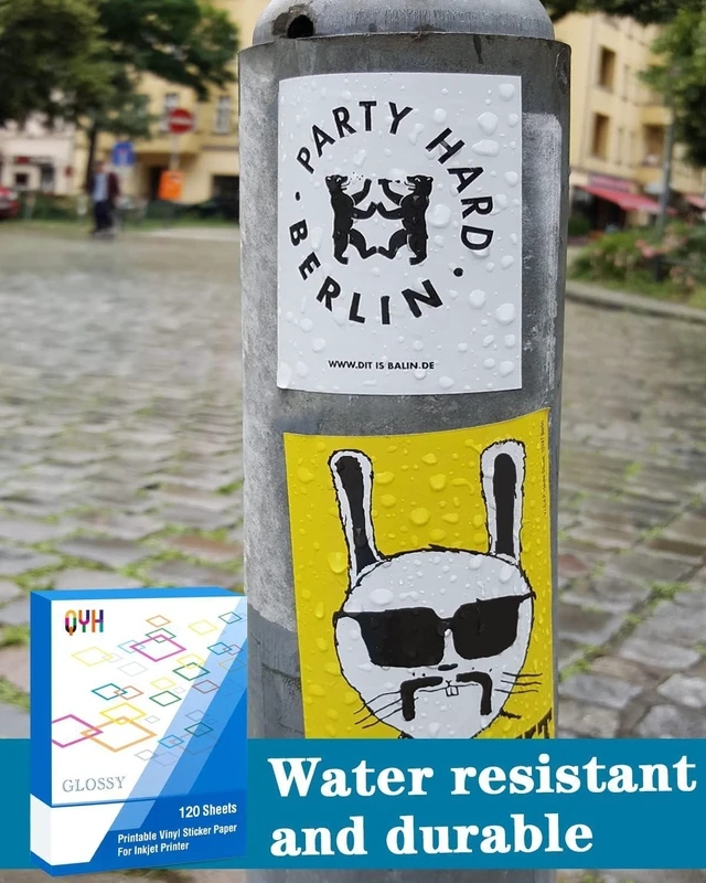 Alt view image 5 of 7 - Glossy Printable Vinyl Sticker Paper, 120 Sheets Waterproof White Bulk for Inkjet & Laser Printers, Compatible with Cricut, 8.5" x 11" Fast Dry Vivid Prints for Small Business