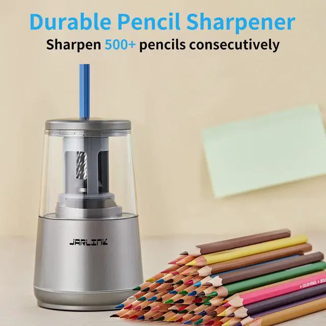 Alt view image 6 of 7 - Electric Pencil Sharpener, Heavy Duty Helical Blade, Auto Stop Suitable for No.2/Colored Pencils(6-8mm), Dual Power AC Adapter/Battery Operated in School Classroom Office Home, Gray