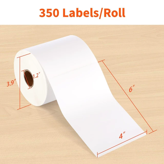 Alt view image 2 of 7 - Thermal Shipping Labels 4x6-350 Labels(4 Rolls), Compatible with Rollo, Brother, Zebra and Most Thermal Printer, Perforated, Commercial Grade, Doesn't Compatible with Dymo
