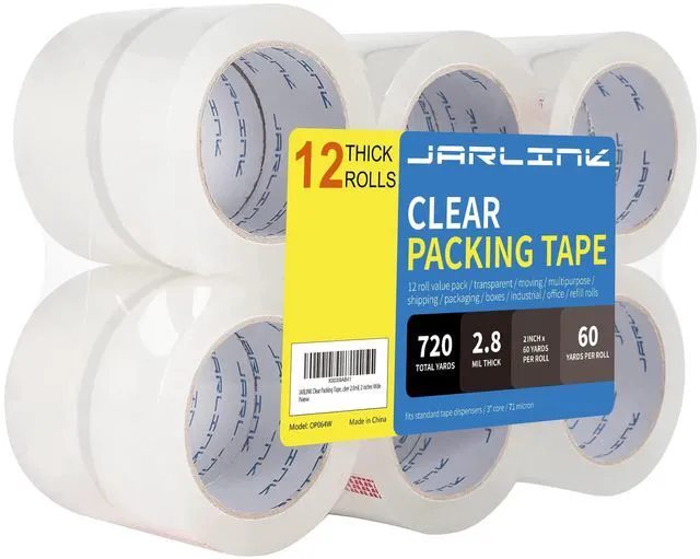 Main image of 12 Rolls Clear Packing Tape, Heavy Duty Packaging Tape