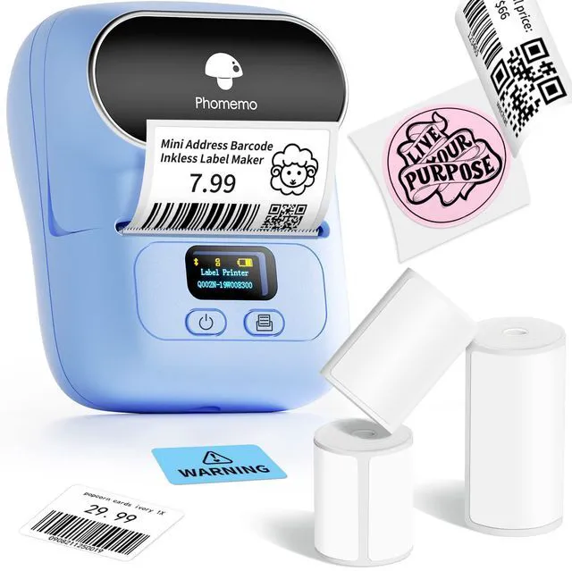 Main image of M110 Label Maker with 3 Tapes, Bluetooth Thermal Printer, Blue APP with 6000+ Templates, 2 Inch Portable Label Printer Easy to Use for Small Business, Home, School, Office, Organization