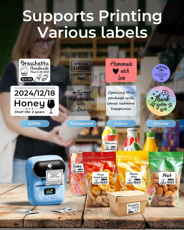Alt view image 3 of 7 - M110 Label Maker with 3 Tapes, Bluetooth Thermal Printer, Blue APP with 6000+ Templates, 2 Inch Portable Label Printer Easy to Use for Small Business, Home, School, Office, Organization