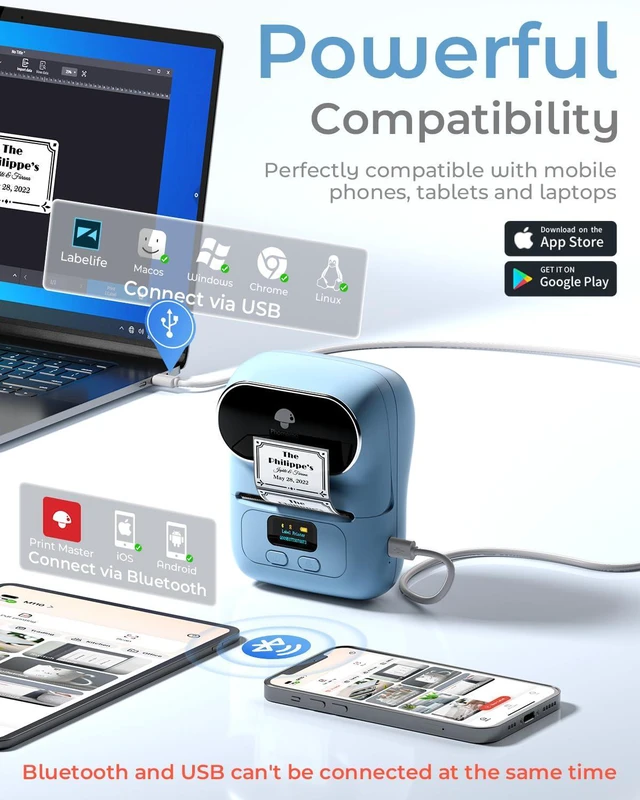 Alt view image 5 of 7 - M110 Label Maker with 3 Tapes, Bluetooth Thermal Printer, Blue APP with 6000+ Templates, 2 Inch Portable Label Printer Easy to Use for Small Business, Home, School, Office, Organization