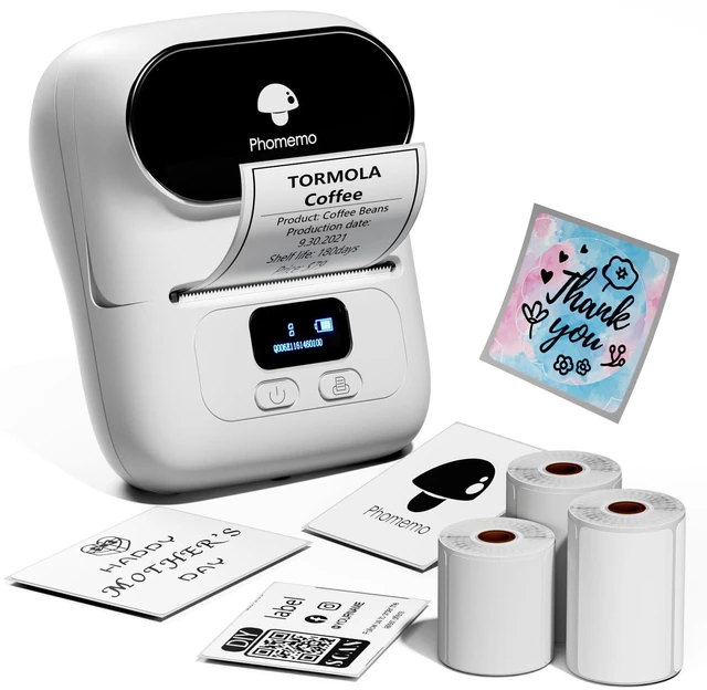 Main image of M110 Label Maker with 3 Tapes, Portable Thermal Printer, White APP with 6000+ Templates, 2 Inch Label Printer Easy to Use for Small Business, Home, School, Office, Organization