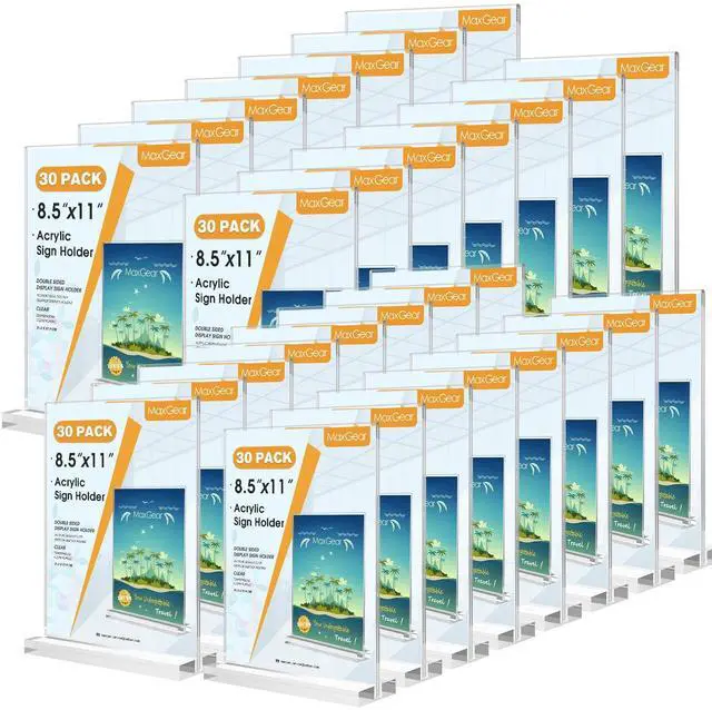 Main image of Acrylic Sign Holder 8.5" x 11" Acrylic Stands for Display, 30 Pack Clear Acrylic, Double Sided Display, Stable Tabletop Design, Quick Sign Changes, Fits Offices, Events And Retail Spaces
