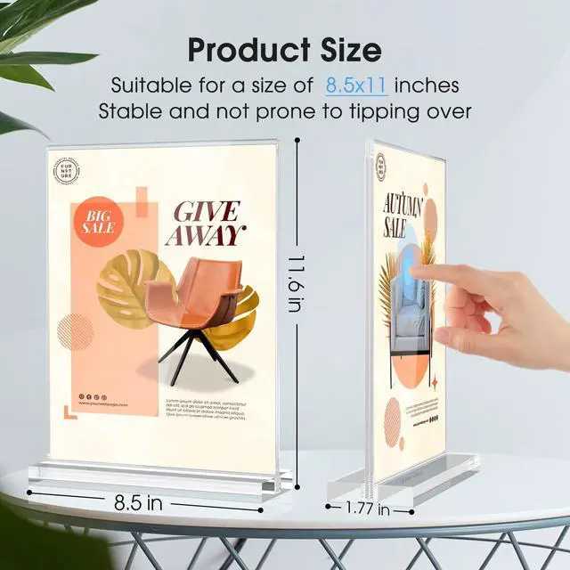 Alt view image 3 of 7 - Acrylic Sign Holder 8.5" x 11" Acrylic Stands for Display, 30 Pack Clear Acrylic, Double Sided Display, Stable Tabletop Design, Quick Sign Changes, Fits Offices, Events And Retail Spaces