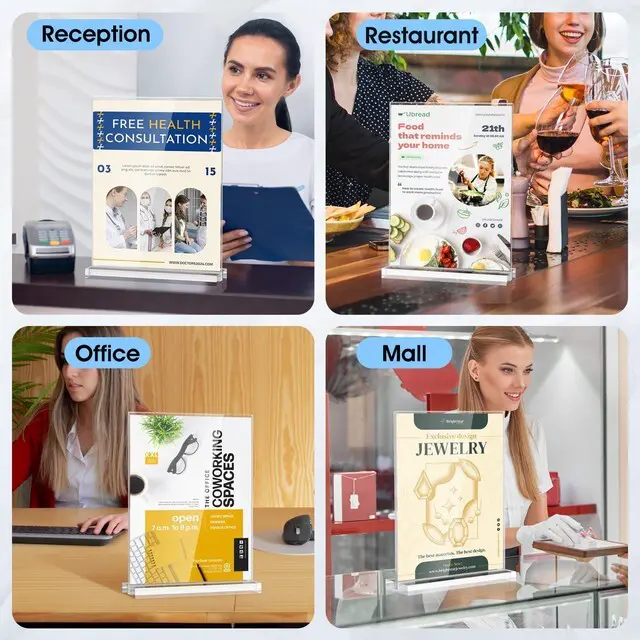 Alt view image 7 of 7 - Acrylic Sign Holder 8.5" x 11" Acrylic Stands for Display, 30 Pack Clear Acrylic, Double Sided Display, Stable Tabletop Design, Quick Sign Changes, Fits Offices, Events And Retail Spaces