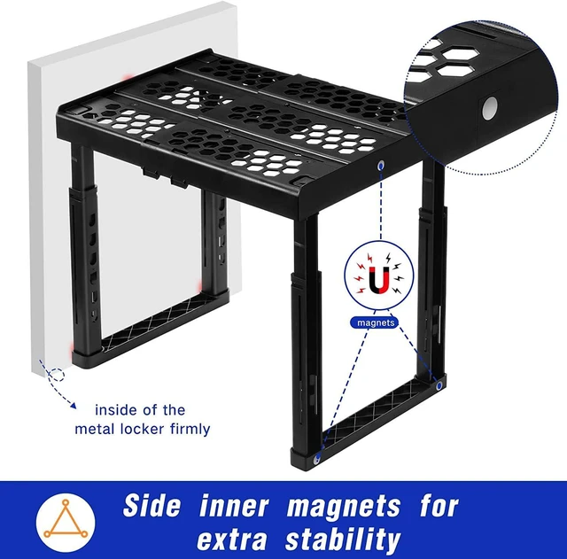 Alt view image 6 of 6 - Locker Organizer Shelf Adjustable Width and Height, Stackable, Ideal Locker Shelf for School, Office, Gym Lockers, or Even Kitchen Cabinets & Under Sink Organization (Magenta)