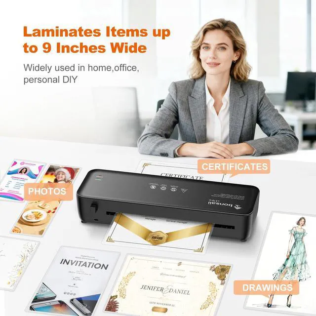 Alt view image 5 of 7 - 9-Inch 4-in-1 Laminator Kit with Cutter, Rounder & 40 Pouches Includes paper cutter, corner rounder, patented anti-jam tech, 3-min warm-up, perfect for teacher office school business