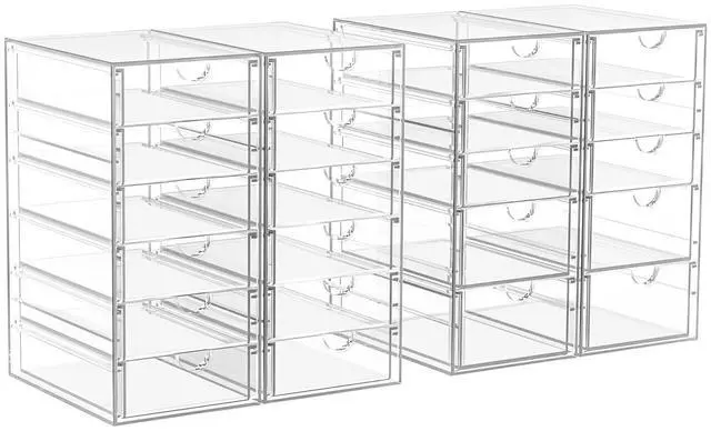 Main image of 22-Drawer Acrylic Storage & Makeup Organizer for Desk, Bath Smooth-glide drawers, clear acrylic, stackable, dustproof, wipe-clean, for lipsticks, lip glosses, blushes, pen