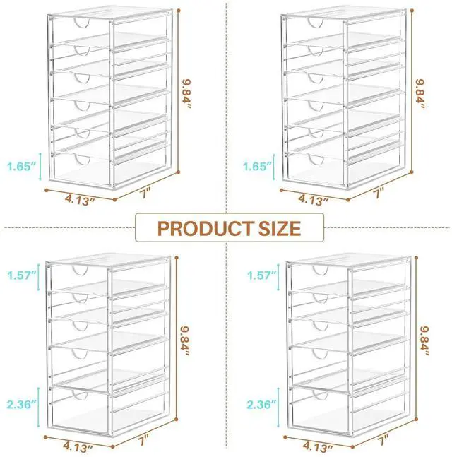 Alt view image 3 of 7 - 22-Drawer Acrylic Storage & Makeup Organizer for Desk, Bath Smooth-glide drawers, clear acrylic, stackable, dustproof, wipe-clean, for lipsticks, lip glosses, blushes, pen