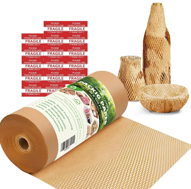Main image of Honeycomb Packing Paper for Moving, Protective Wrapping Paper 12" x 400ft kraft paper cushions glass, dishes, ceramics and gifts for Small Business & Fragile Items Moving Home Essentials