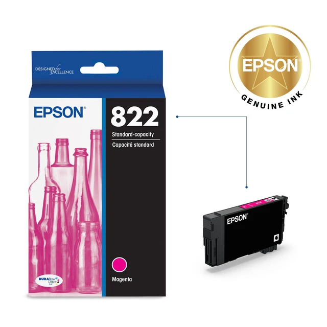 Alt view image 2 of 6 - 822 Genuine Ink Standard Capacity Magenta Cartridge T822320 Works with WorkForce Pro WF-3820 WF-3823 WF-4820 WF-4830 WF-4833 WF-4834 Printers