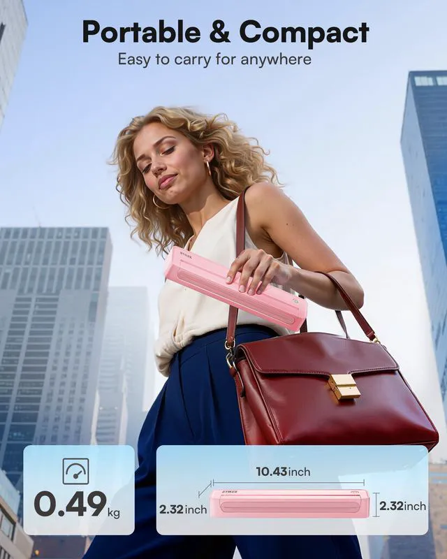 Alt view image 4 of 7 - D90E Inkless Portable Thermal Printer with Case 1pack, Pink Wireless Bluetooth Small Compact Mobile Printer for Travel/Office/School/Home, Compatible with iPhone, Tablet & Laptop