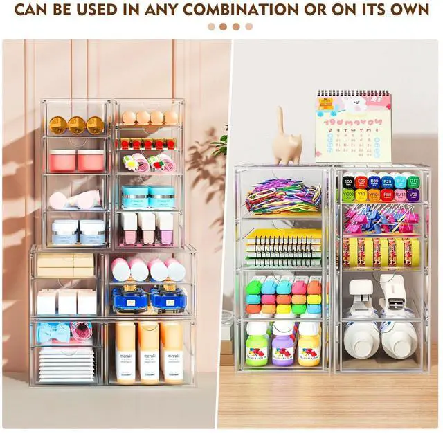 Alt view image 6 of 7 - 22-Drawer Acrylic Storage & Makeup Organizer for Desk, Bath Smooth-glide drawers, clear acrylic, stackable, dustproof, wipe-clean, for lipsticks, lip glosses, blushes, pen