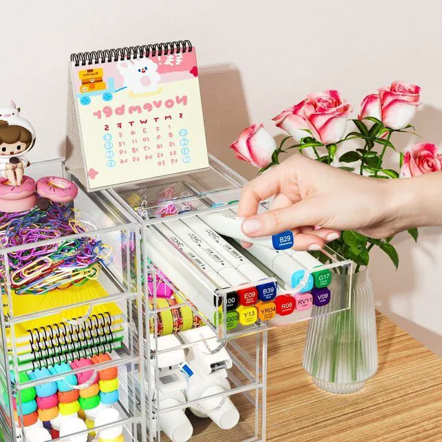 Alt view image 7 of 7 - 22-Drawer Acrylic Storage & Makeup Organizer for Desk, Bath Smooth-glide drawers, clear acrylic, stackable, dustproof, wipe-clean, for lipsticks, lip glosses, blushes, pen