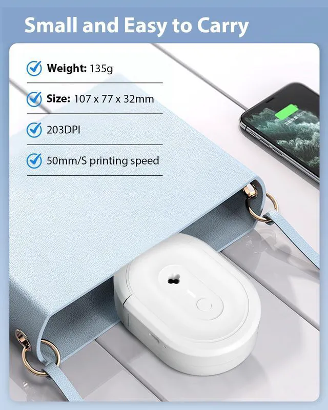 Alt view image 6 of 7 - N12 Label Maker Machine with 1 Tape Mini Thermal Label Printer, White Labeler Machine Available for Phone, Portable Label Maker Rechargeable Labeling Machine for Office School Home Organization