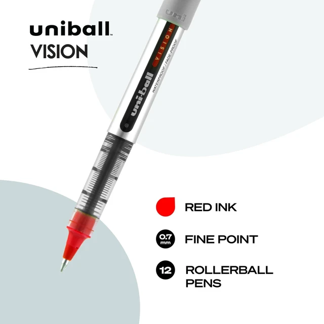Alt view image 3 of 7 - uniball Vision Rollerball Pens with 0.7mm Fine Point, Red, 12 Count