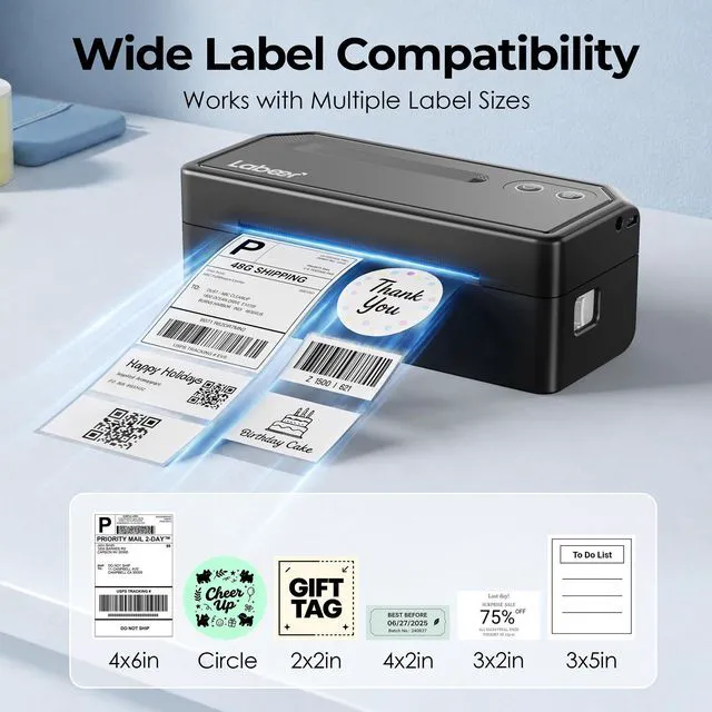 Alt view image 4 of 7 - Bluetooth Thermal Shipping Label Printer, Wireless 4x6 Printer Black For Small Business, Home, Office, Online Sellers, Warehouse & Shipping, Compatible with iPhone, Android, Windows & Mac