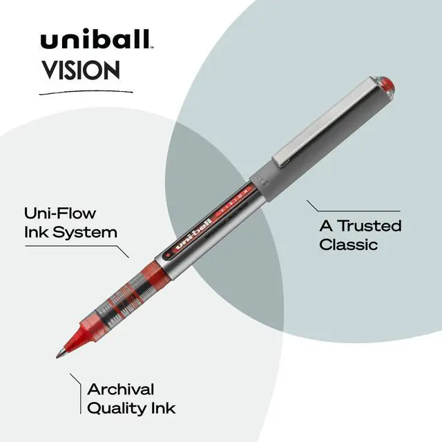 Alt view image 5 of 7 - uniball Vision Rollerball Pens with 0.7mm Fine Point, Red, 12 Count
