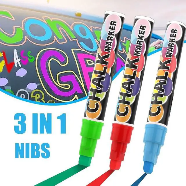 Alt view image 2 of 7 - Window Chalk Markers for Cars Glass Washable, 8 Colors Jumbo Liquid Chalk Marker Pens with 15mm 3 in 1 Nib Wide Tip, Chalkboard Markers Car Window Paint Pen for Auto, Mirror, Poster, Business