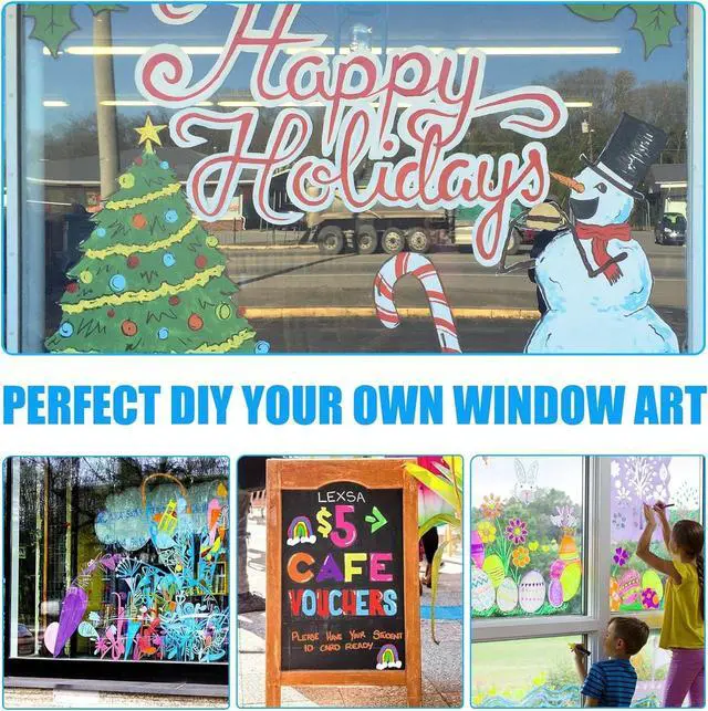 Alt view image 5 of 7 - Window Chalk Markers for Cars Glass Washable, 8 Colors Jumbo Liquid Chalk Marker Pens with 15mm 3 in 1 Nib Wide Tip, Chalkboard Markers Car Window Paint Pen for Auto, Mirror, Poster, Business