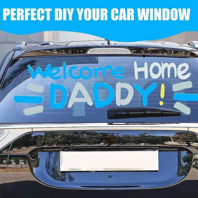 Alt view image 6 of 7 - Window Chalk Markers for Cars Glass Washable, 8 Colors Jumbo Liquid Chalk Marker Pens with 15mm 3 in 1 Nib Wide Tip, Chalkboard Markers Car Window Paint Pen for Auto, Mirror, Poster, Business
