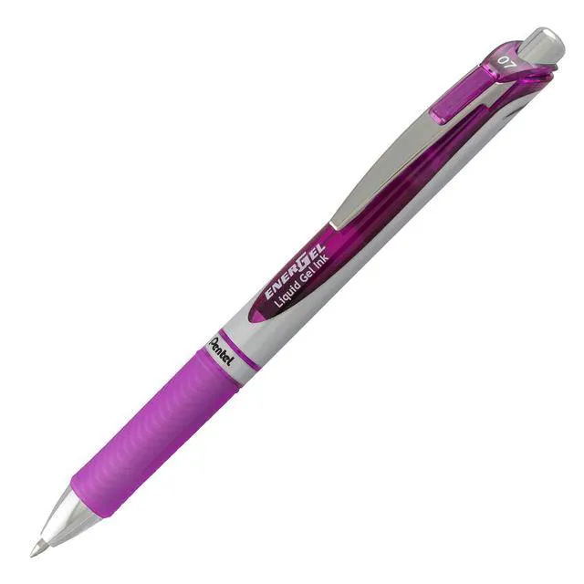 Alt view image 2 of 7 - EnerGel RTX Retractable Liquid Gel Pen,Medium Line,Metal Tip,Pink/Violet Ink,(BL77BP2PV),2 Count (Pack of 2)