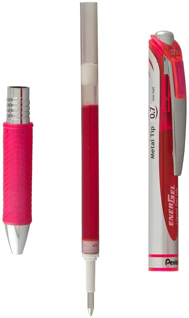 Alt view image 5 of 7 - EnerGel RTX Retractable Liquid Gel Pen,Medium Line,Metal Tip,Pink/Violet Ink,(BL77BP2PV),2 Count (Pack of 2)