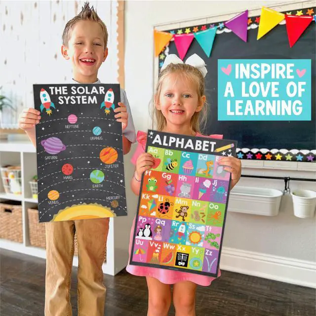 Alt view image 5 of 7 - 16 Laminated Toddler Learning Posters 1-3 for Preschool Classroom Decor Chalkboard Learning Posters for Toddlers 1-3, Homeschool Room Decor for Toddler Wall Activity, Pre K Classroom Must Haves