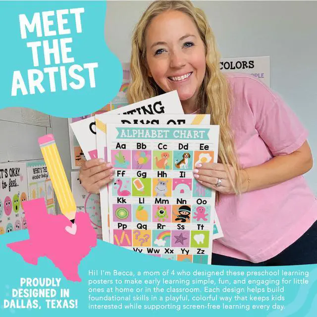 Alt view image 2 of 7 - 16 Laminated Toddler Learning Posters 1-3 for Preschool Classroom Decor Pastel Learning Posters for Toddlers 1-3, Homeschool Room Decor for Toddler Wall Activity, Pre K Classroom Must Haves
