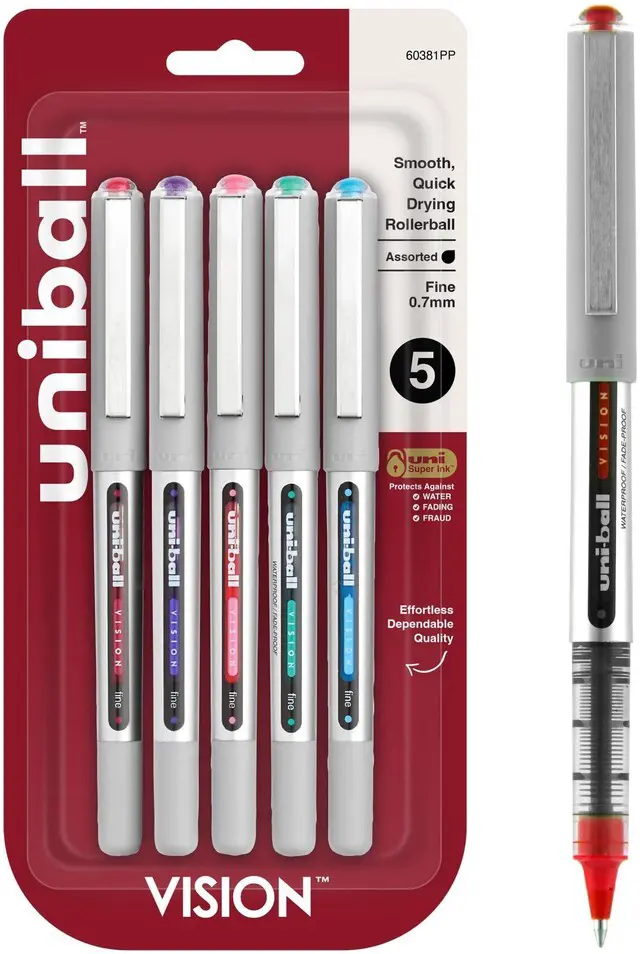 Main image of 60381PP Vision Rollerball Pens, Fine Point (0.7mm), Fashion Colors, 5 Count
