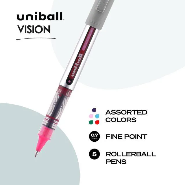 Alt view image 3 of 7 - 60381PP Vision Rollerball Pens, Fine Point (0.7mm), Fashion Colors, 5 Count