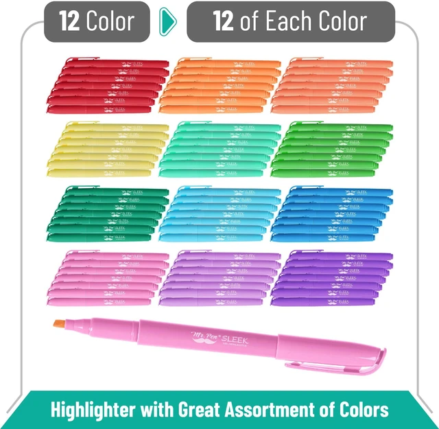 Alt view image 3 of 7 - Bulk Highlighter Set, 144 Pack, Assorted Colors, Chisel Tip Quick-Dry, Smear-Resistant, Odorless Highlighters Bulk for School, Office & Journaling