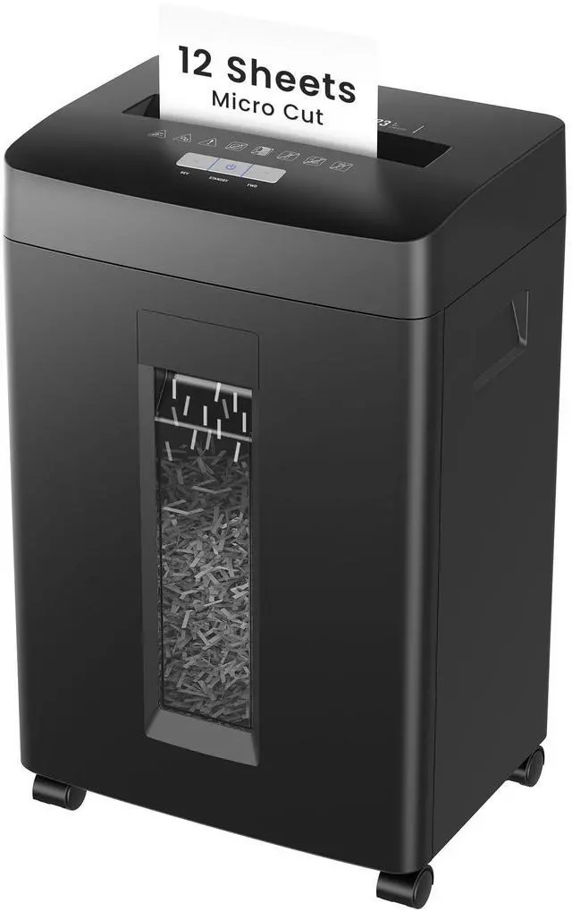 Main image of 12-Sheet Micro Cut Shredder for Home Office, 6 Gallons Bin P-4 High Security Shredders for Paper, CD, Credit Card, Staple, Clip, Heavy Duty Commercial Paper Shredder with Casters