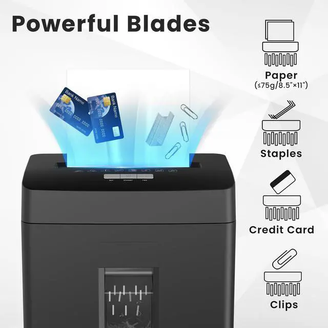 Alt view image 2 of 7 - 12-Sheet Micro Cut Shredder for Home Office, 6 Gallons Bin P-4 High Security Shredders for Paper, CD, Credit Card, Staple, Clip, Heavy Duty Commercial Paper Shredder with Casters